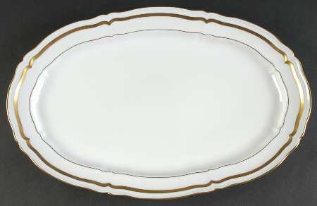 Marie Antoinette Gold on White 16" Oval Serving Platter