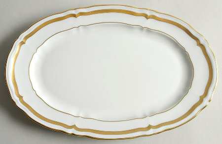 Marie Antoinette Gold on White 11" Oval Serving Platter