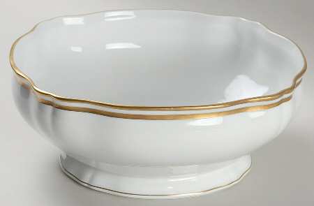 Marie Antoinette Gold on White 10" Large Salad Serving Bowl