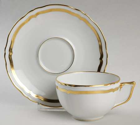 Marie Antoinette Gold on White Flat Cup & Saucer Set