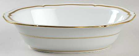 Marie Antoinette Gold on White 10" Oval Vegetable Bowl