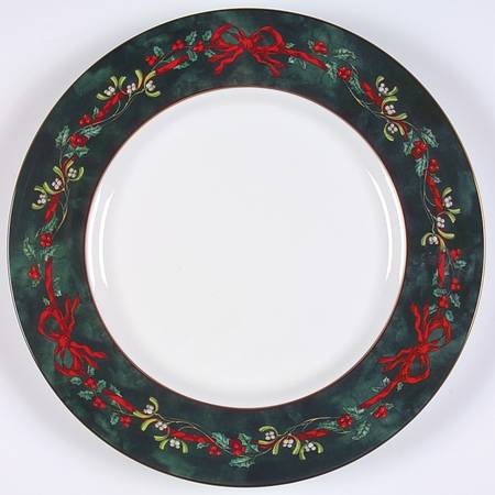 Holly Ribbons Green Service Plate (Charger) by Royal Worcester