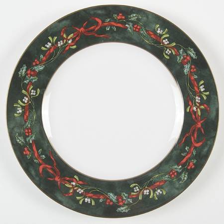 Holly Ribbons Green Luncheon Plate by Royal Worcester
