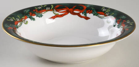 Holly Ribbons Green Coupe Cereal Bowl by Royal Worcester