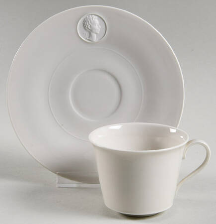 Arcadia Cream--White Flat Demitasse Cup & Saucer Set