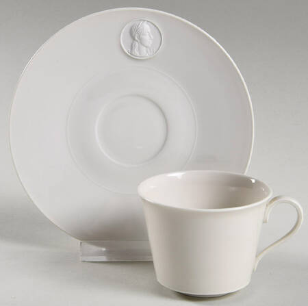 Arcadia Cream--White Flat Demitasse Cup & Saucer Set