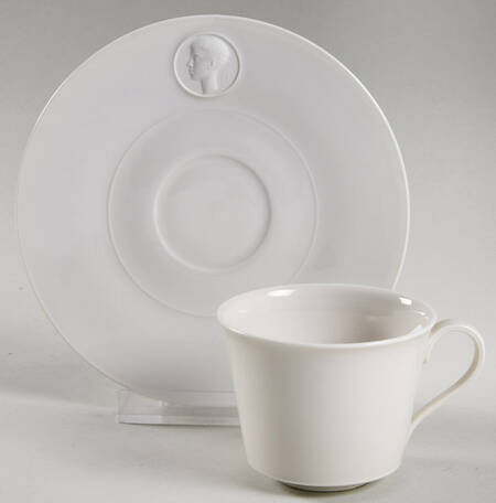 Arcadia Cream--White Flat Demitasse Cup & Saucer Set