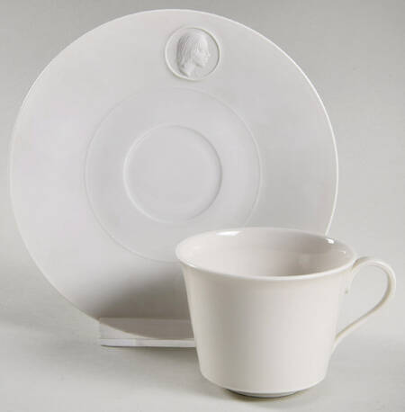 Arcadia Cream--White Flat Demitasse Cup & Saucer Set
