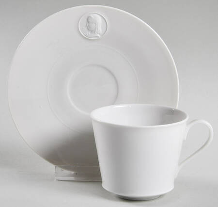 Arcadia Cream--White Flat Demitasse Cup & Saucer Set