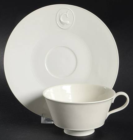 Arcadia Cream--White Footed Cup & Saucer Set