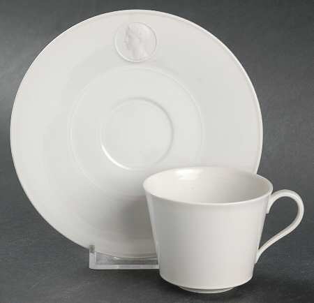 Arcadia Cream--White Flat Demitasse Cup & Saucer Set