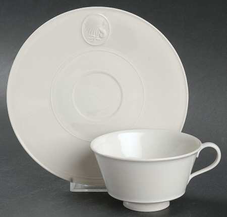 Arcadia Cream--White Footed Cup & Saucer Set