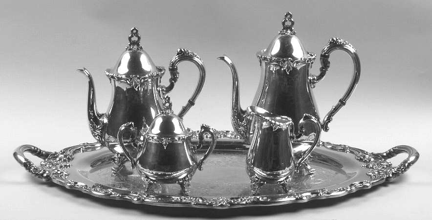 El Greco (Silverplate, Hollowware) 5-Piece Silverplate Tea Set (with Tray)