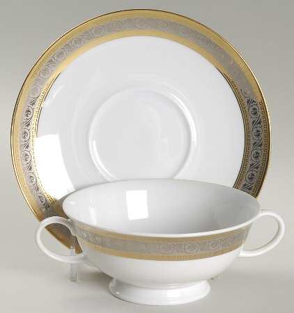 Monaco Footed Cream Soup Bowl & Saucer Set