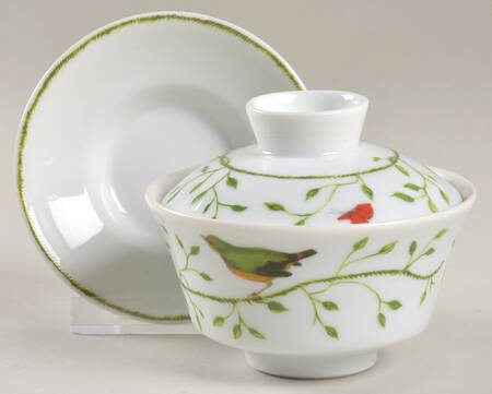Histoire Naturelle Asian Flat Cup & Saucer Set with Lid