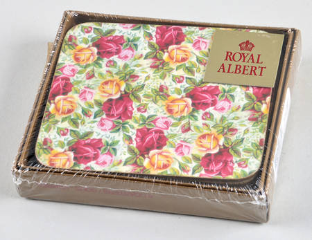 Old Country Roses Chintz Collection Rectangular Corkback Coaster - Set of 6