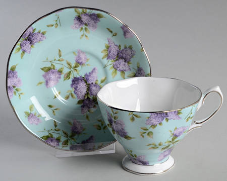 Lilac Lane Platinum Accent Footed Cup & Saucer Set