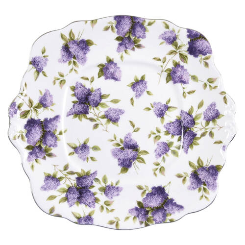 Lilac Lane Platinum Handled Cake Plate