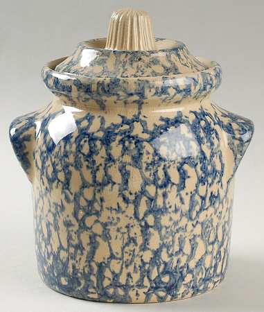Spongeware Blue Small Canister & Lid
