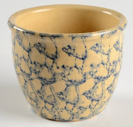 Spongeware Blue Small Open Crock