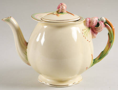 Tiger Lily Cream Teapot & Lid