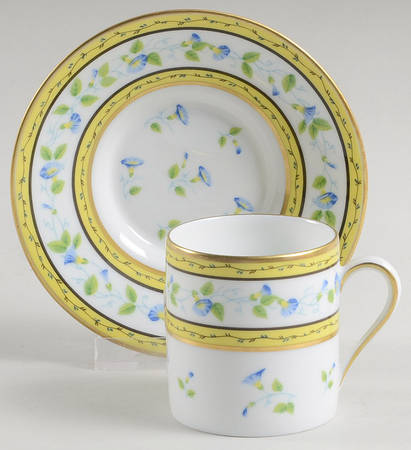 Morning Glory (Spray) Flat Demitasse Cup & Saucer Set
