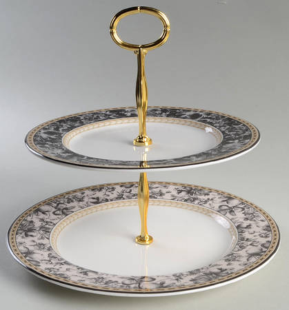 Provence Noir 2 Tiered Serving Tray (Dinner & Salad Plate)