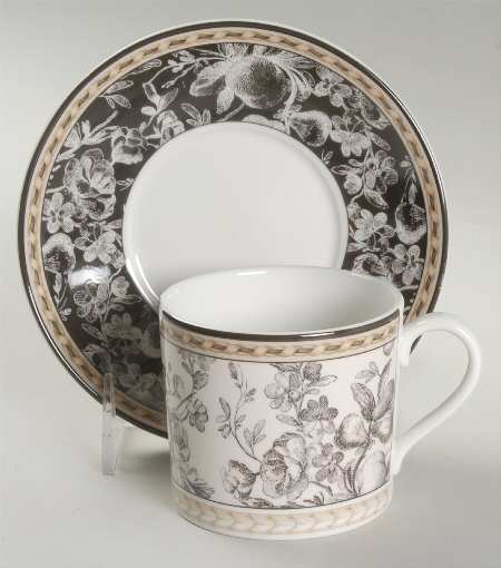 Provence Noir Flat Cup & Saucer Set