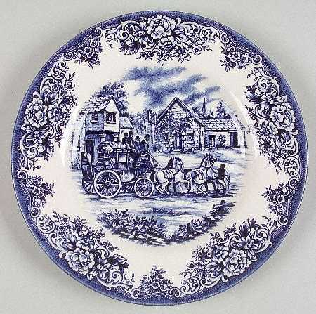 Coaching Scene Blue Salad Plate