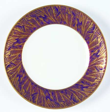 Gold Feather Blue Bread & Butter Plate
