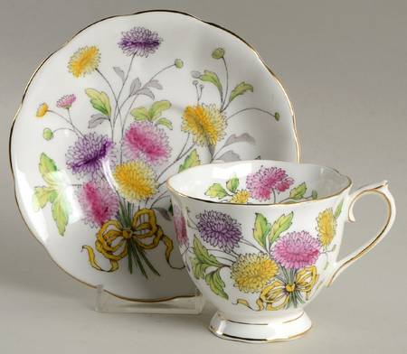 Flower of The Month (Countess Shape) Footed Cup & Saucer Set