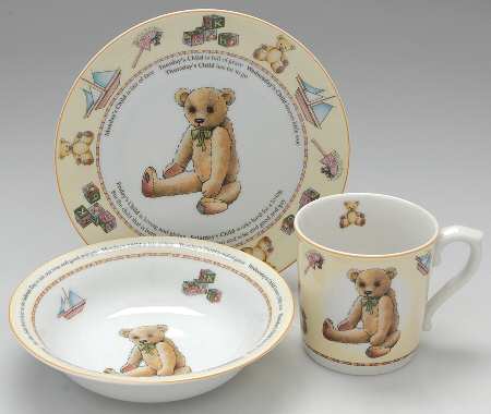 Days of The Week (3 Piec) Child's Set (Porringer,Child Plate & Mug)