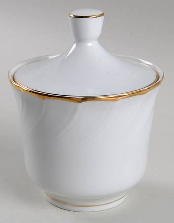 Fluted Gold Sugar Bowl & Lid