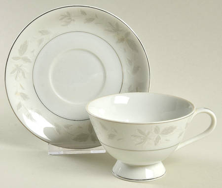 White Dawn Footed Cup & Saucer Set
