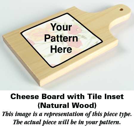 Imari Coral 10" Natural Wood Cheese Board with Tile  HC