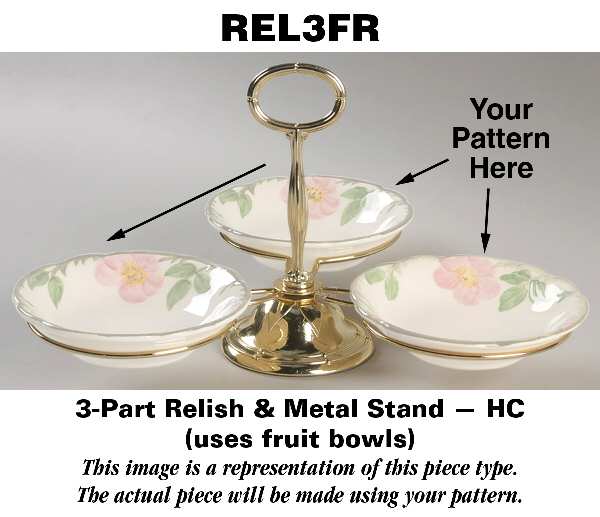 Prelude 7" x 12" 3-Part Relish & Metal Stand (FR) HC