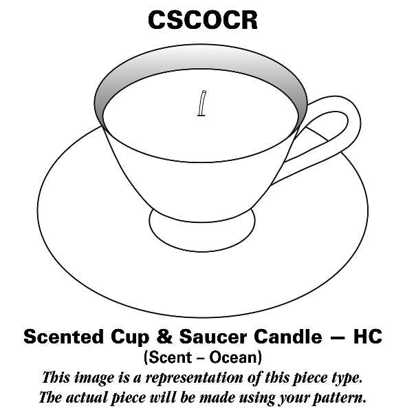 Gray Moss Rose (Smooth) Scented Cup & Saucer Candle-Ocean  HC