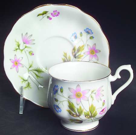 Wild Anemone (Scalloped) Footed Cup & Saucer Set