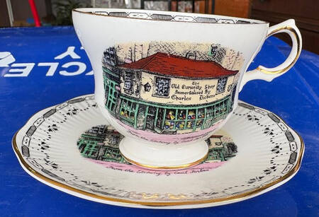 Dickens Old Curiosity Shop Footed Demitasse Cup & Saucer Set