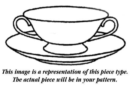 Palomar Grey (Gold Trim) Footed Cream Soup Bowl & Saucer Set