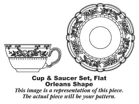 Antique Rose Flat Cup & Saucer Set