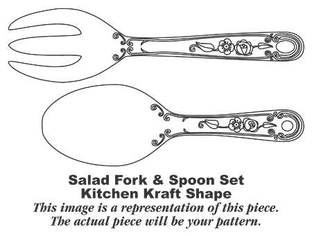 Art Deco Leaves 2 Piece Salad Set, Solid Piece