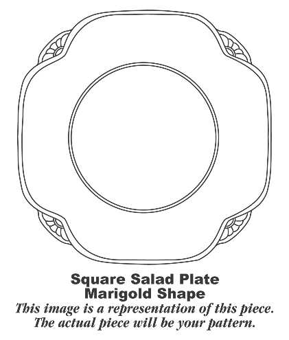 Golden Rose (Marigold Shape) Square Salad Plate