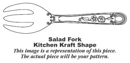 Art Deco Leaves Salad Serving Fork, Solid Piece