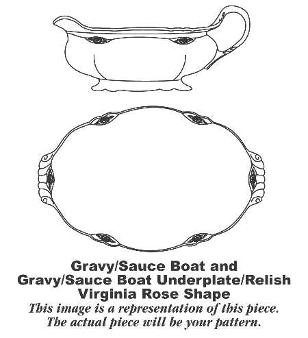 Fluffy Rose (Gold Trim) Gravy Boat & Underplate