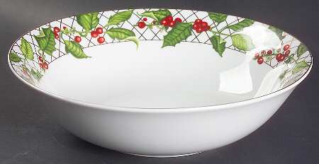 Holly Berry 9" Round Vegetable Bowl