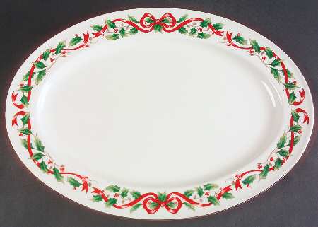 Holly Holiday 16" Oval Serving Platter