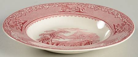 Jenny Lind Pink (Dark Cream Background) Rim Soup Bowl