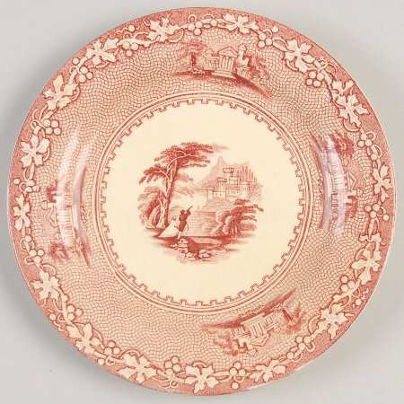 Jenny Lind Pink (Dark Cream Background) Bread & Butter Plate