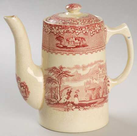 Jenny Lind Pink (Dark Cream Background) Individual Coffee Pot & Lid